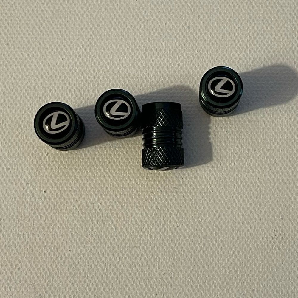 Lexus logo valve Stem caps in Black set of 4. NWT